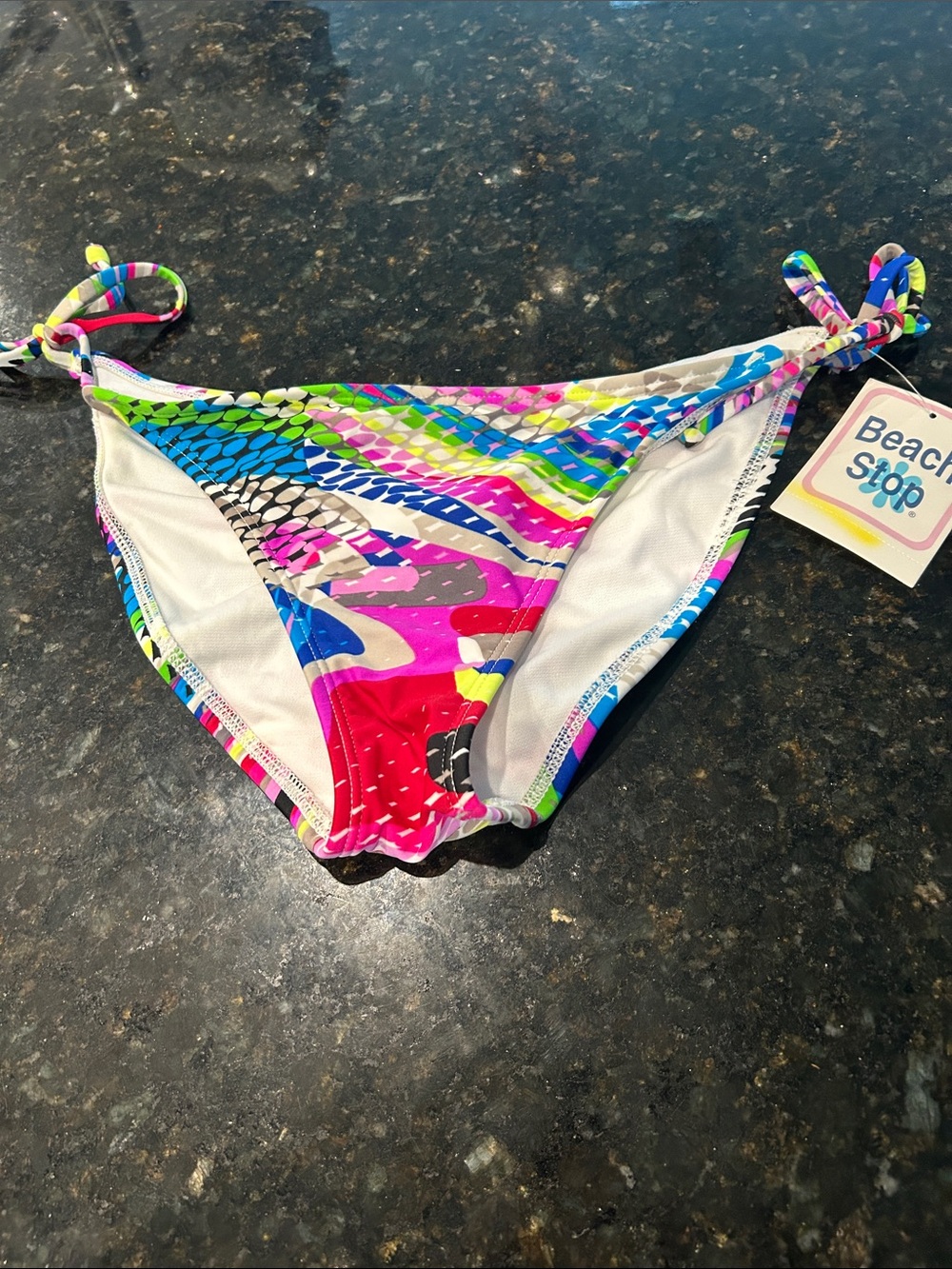 Girls' Neon Multicolor Tie-Side Bikini Bottom